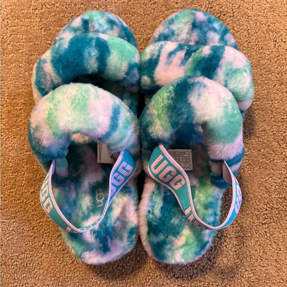 UGG Oh Fluff Yeah Tie-Dye Slippers, Size 9
